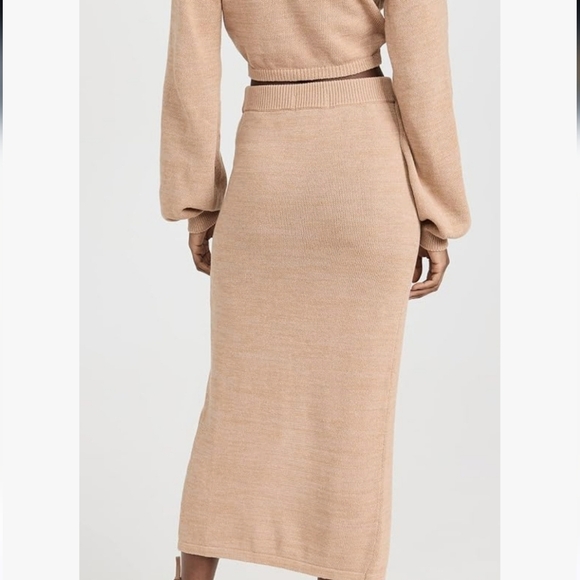L*SPACE Siren knit cotton wrap midi skirt in Tan. Size Small - Picture 2 of 14